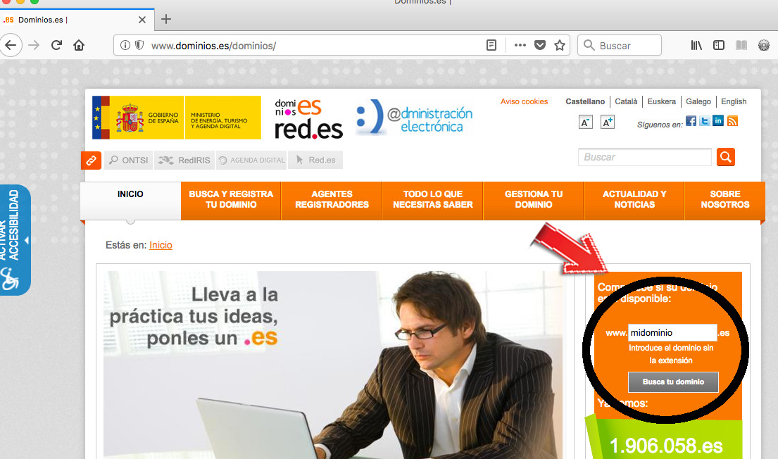 web de los dominios .es